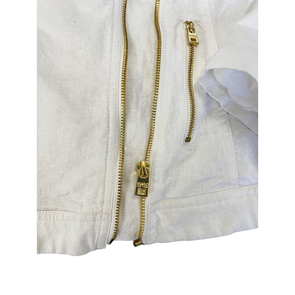 Marc New York Women Short Peacoat White Linen Gold Zipper Size XL - Picture 5 of 10